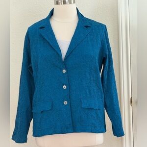 Chico's Deep Turquoise Textured Blazer size 16 (Chico’s size 3)